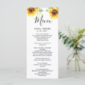 Gele zonnebloem florale trillling lente bouquet menu (Staand voorkant)