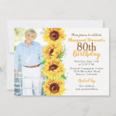 Gele Zonnebloem Foto 80ste Verjaardag Kaart (Voorkant)