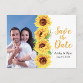 Gele Zonnebloem Foto Bruiloft Save the Date Aankondigingskaart (Voorkant)