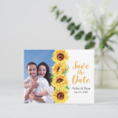 Gele Zonnebloem Foto Bruiloft Save the Date Aankondigingskaart (Staand voorkant)