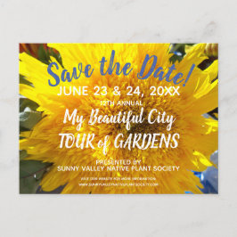 Gele Zonnebloem Foto Tuin Tour Save the Date Uitnodiging Briefkaart