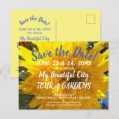 Gele Zonnebloem Foto Tuin Tour Save the Date Uitnodiging Briefkaart (Voorkant / Achterkant)