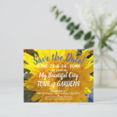 Gele Zonnebloem Foto Tuin Tour Save the Date Uitnodiging Briefkaart (Staand voorkant)