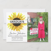 Gele zonnebloem Fotoaankondiging Afstuderen Aankondiging (Voorkant)