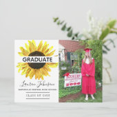 Gele zonnebloem Fotoaankondiging Afstuderen Aankondiging (Staand voorkant)