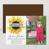 Gele zonnebloem Fotoaankondiging Afstuderen Aankondiging (Voorkant / Achterkant)