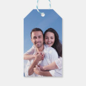 Gele zonnebloem Geel met grijze Damask Weddenschap Cadeaulabel (Achterkant)