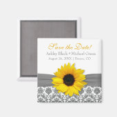 Gele zonnebloem Geel met grijze Damask Weddenschap Magneet (Voorkant / Achterkant)