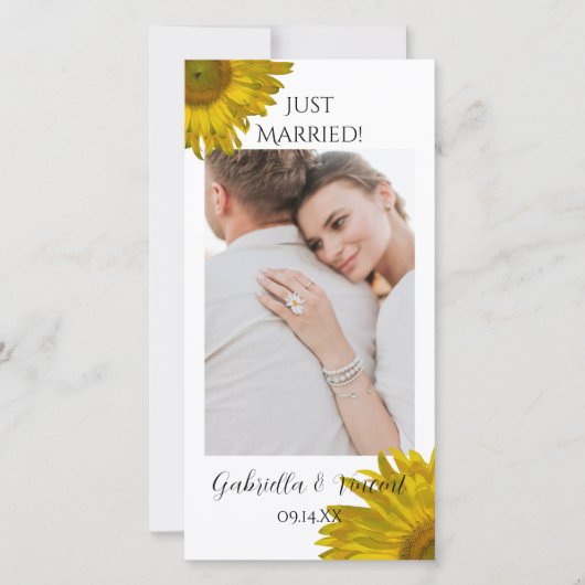 Gele Zonnebloem Gehuwd Aankondiging (Voorkant)