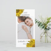 Gele Zonnebloem Gehuwd Aankondiging (Staand voorkant)