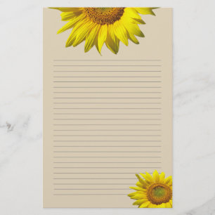 Gele Zonnebloem Gelinieerd Persoonlijk Schrijfpapi Briefpapier