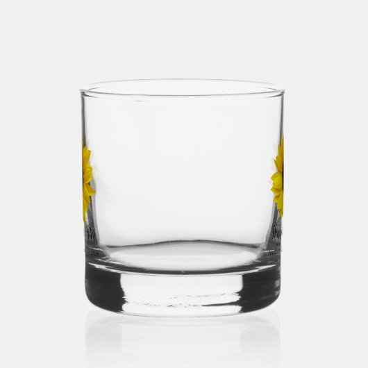Gele zonnebloem gelukkig ooit na bruiloft whisky glas (Rechts)