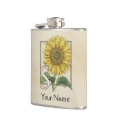 Gele zonnebloem - Gepersonaliseerd Monogram Heupfles (Links)