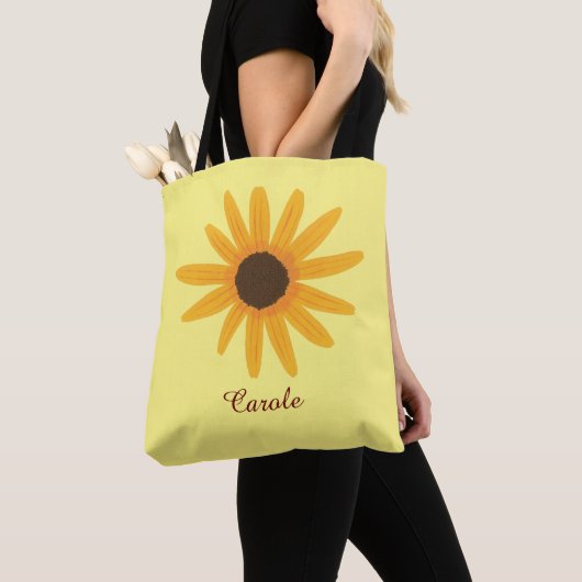 Gele zonnebloem, gepersonaliseerde Canvas tassen (Dichtbij)