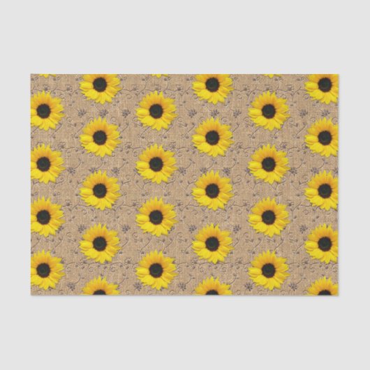 Gele zonnebloem, gesimuleerd, gebrand tissuepapier (Voorkant)