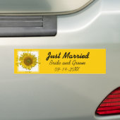 Gele zonnebloem gewoon getrouwd bumpersticker (Op auto)