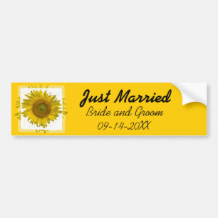 Gele zonnebloem gewoon getrouwd bumpersticker