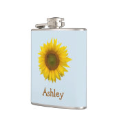 Gele zonnebloem Girly Floral Blue Heupfles (Links)