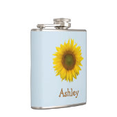 Gele zonnebloem Girly Floral Blue Heupfles (Rechts)