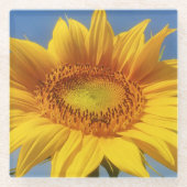 Gele zonnebloem glazen onderzetter (Voorkant)