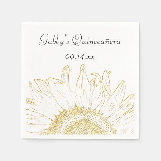 Gele zonnebloem Grafisch Quinceanera Servetten (Voorkant)