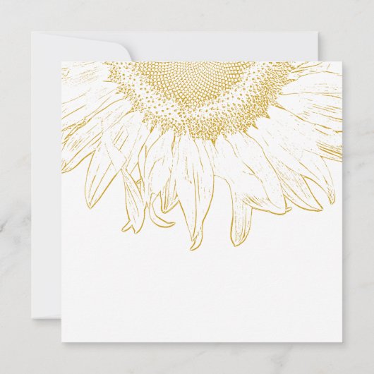 Gele zonnebloem Grafische aankondiging huwelijk (Achterkant)