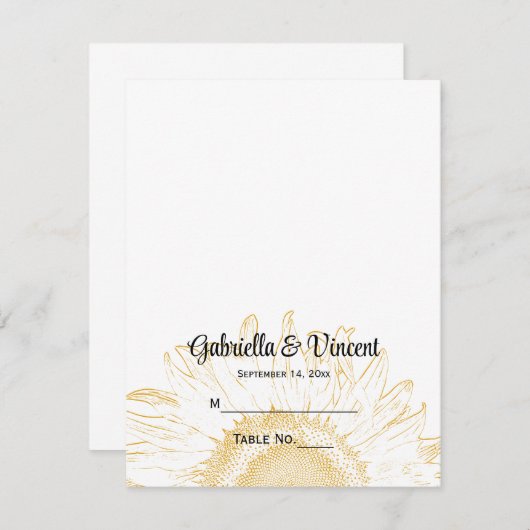 Gele zonnebloem Grafische kaart voor bruiloft (Voorkant / Achterkant)