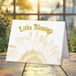 Gele Zonnebloem Grafische Litha Zomerzonnewende Kaart
