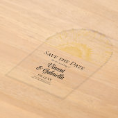 Gele Zonnebloem Grafische Trouw Save the Date Acryl Uitnodigingen (Laagn)
