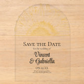 Gele Zonnebloem Grafische Trouw Save the Date Acryl Uitnodigingen (Voorkant)