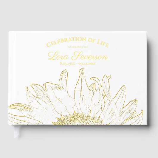 Gele Zonnebloem Graphic Viering van het Leven Gastenboek (Voorkant)
