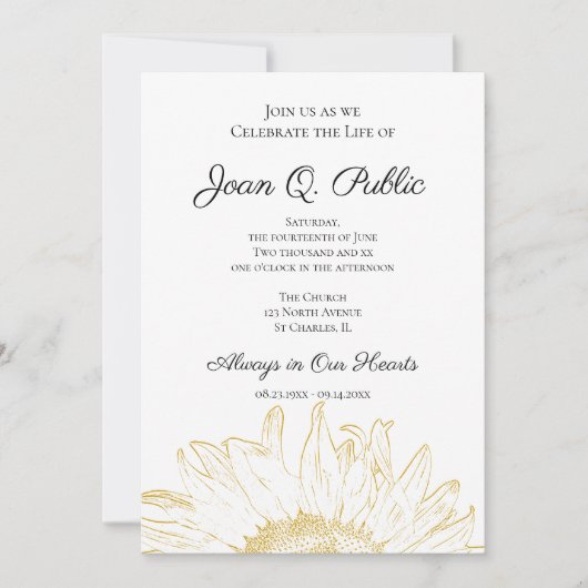 Gele Zonnebloem Graphic Viering van het Leven Kaart (Voorkant)