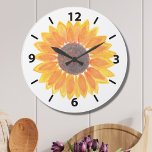 Gele zonnebloem Grote klok<br><div class="desc">Zonnebloemen brengen vreugde!
Verkort je dag met deze charmante bloem met een originele zonnebloem en een simpel klokgezicht.
Omdat we ons eigen kunstwerk creëer, zal je dit exacte afbeelding niet vinden van andere ontwerpers.
Oorspronkelijke Waterverf © Michele Davies.</div>