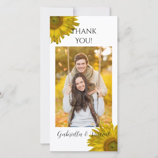 Gele zonnebloem Hartelijk dank Bedankkaart (Voorkant)
