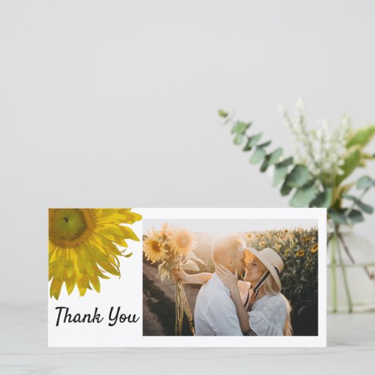 Gele zonnebloem Hartelijk dank Bedankkaart (Staand voorkant)