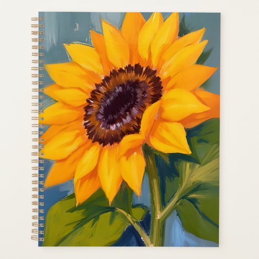 Gele Zonnebloem Helder Waterverf Bloemig Planner (Voorkant)