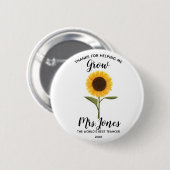 Gele zonnebloem helpt me groeien ronde button 5,7 cm (Voorkant /achterkant)