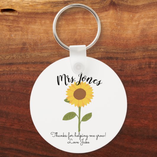 Gele zonnebloem helpt me groeien sleutelhanger (Achterkant)