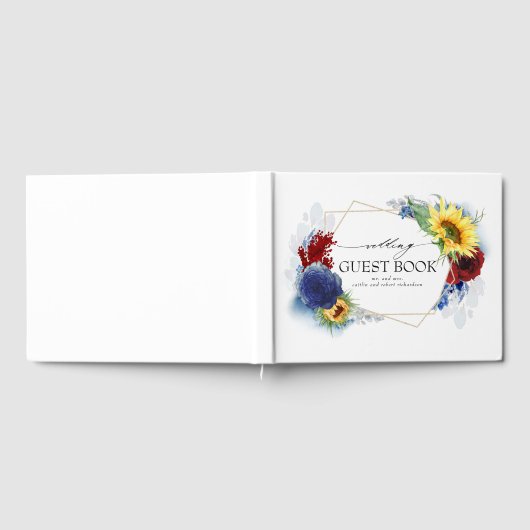 Gele Zonnebloem Herfst Bruiloft Gastenboek (Volledig)