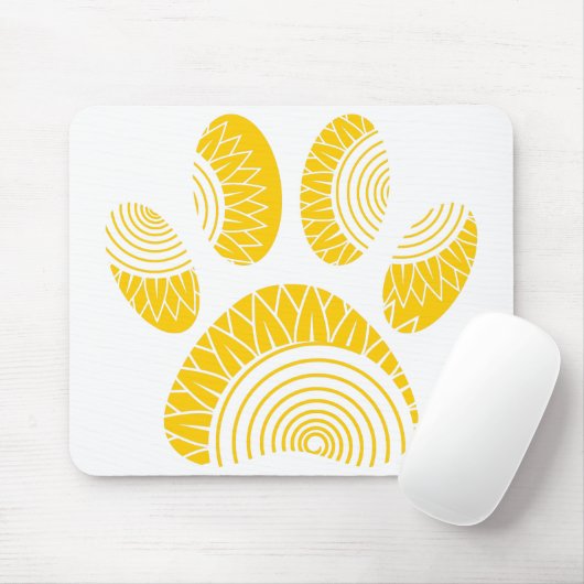 Gele Zonnebloem Hondenpootafdruk Muismat (Met muis)