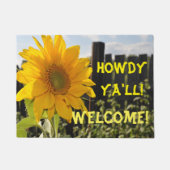 Gele Zonnebloem Howdy Ya'll Welkom Deurmat (Voorkant)