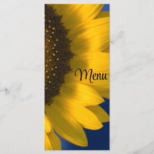 Gele zonnebloem in het menu Blauwe bruiloft