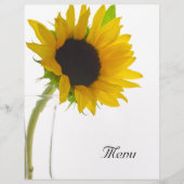 Gele zonnebloem in het menu Wit huwelijk (Voorkant)