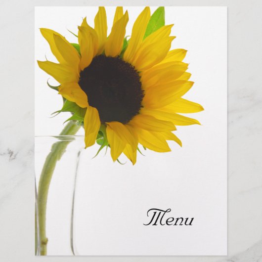 Gele zonnebloem in het menu Wit huwelijk (Voorkant)