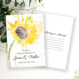 Gele Zonnebloem in Vaas Deel een Geheugen Begrafen Notitiekaartje