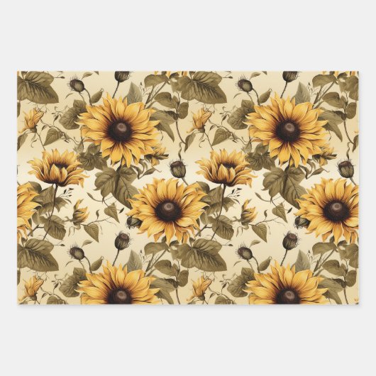  gele zonnebloem inpakpapier vel (Voorkant 2)