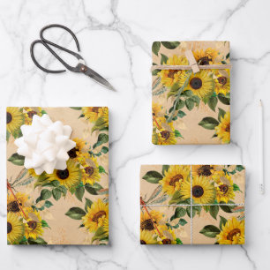 Gele Zonnebloem Inpakpapier Vel