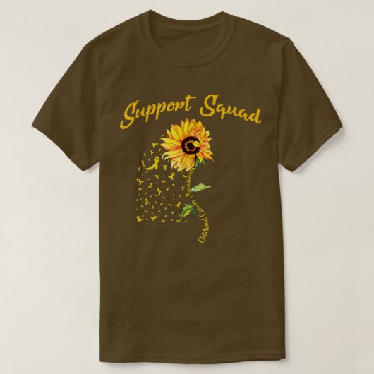 Gele zonnebloem - Kankerziekte met gele lint T-shirt (Design voorkant)