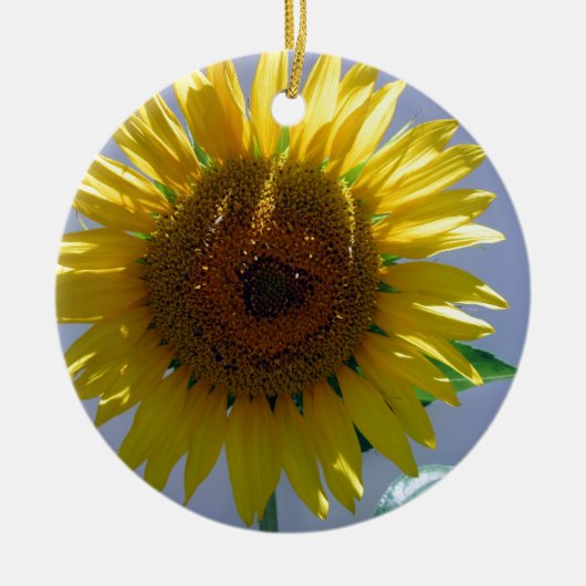 Gele zonnebloem keramisch ornament (Voorkant)