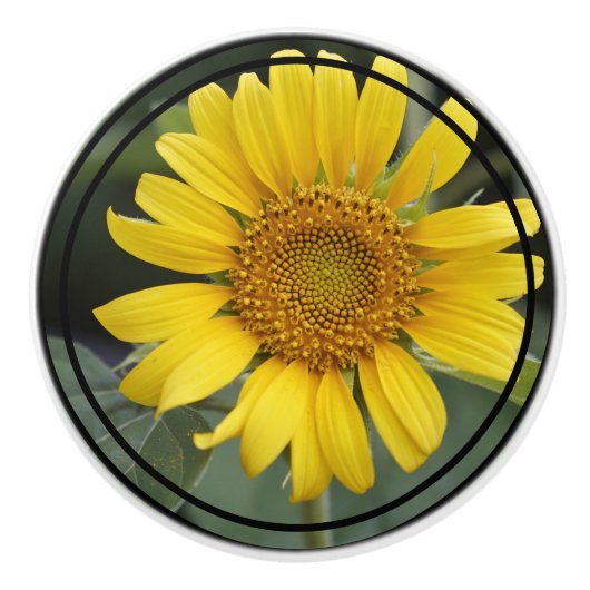 Gele zonnebloem Keramische knop (Voorkant)